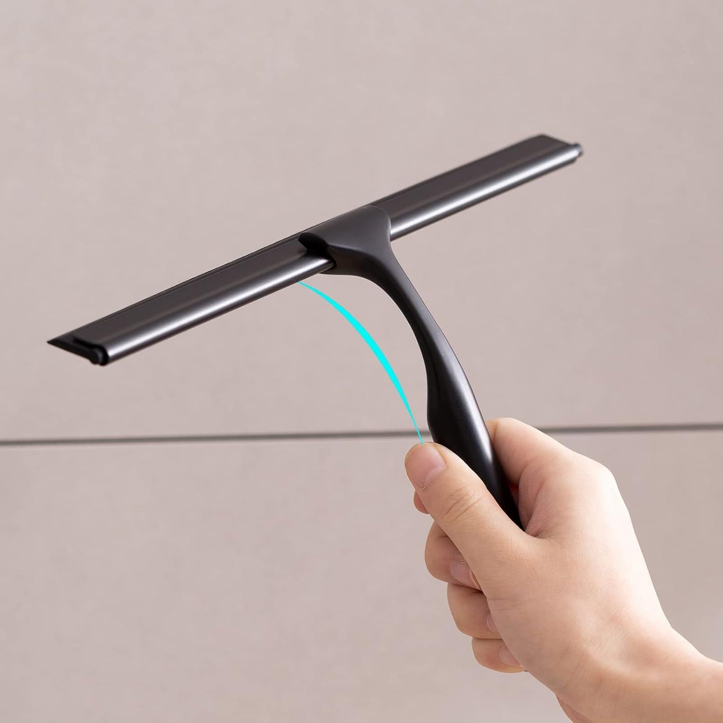 Ettori Shower Squeegee Clear Glass Wall Cleaner Stainless Steel with Suction Storage Hook -10'', Chrome