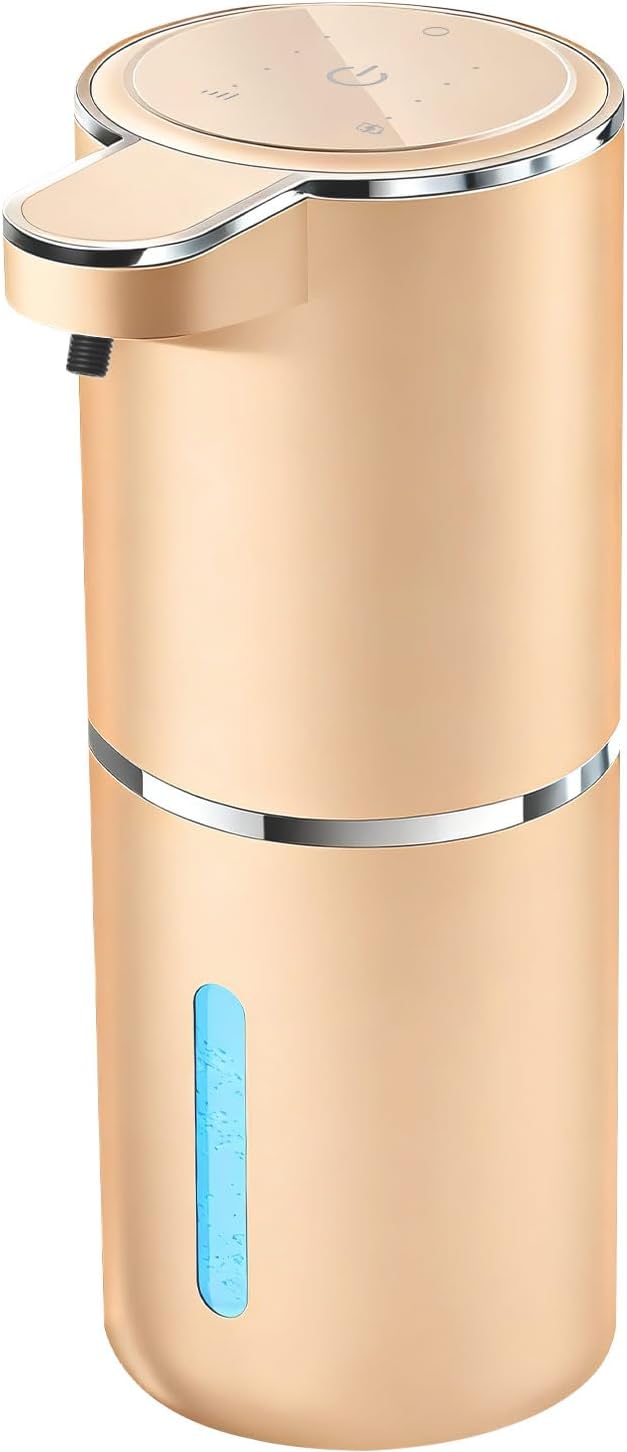 Automatic Foaming Soap Dispenser - Hand Free Pump Touchless Soap Dispenser USB Rechargeable Dispenser with 380ml, 4levels Adjustable Dispenser for Bathroom Kitchen