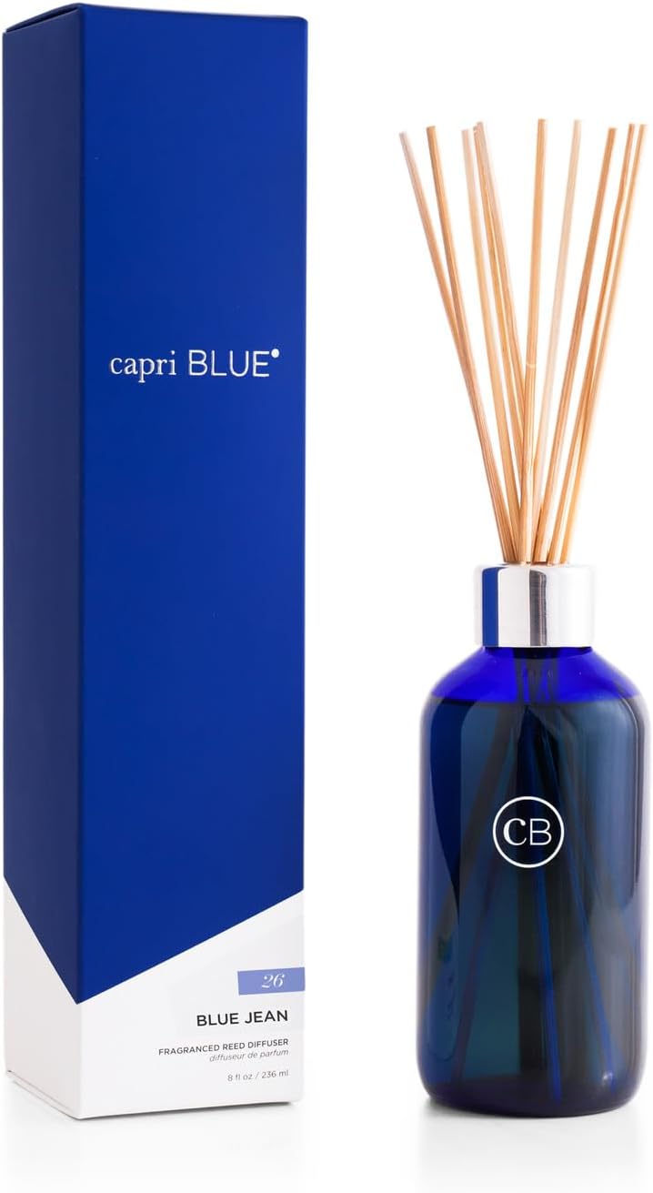 Capri Blue Volcano Reed Diffuser Set - Includes Reeds, Fragrance Oil, and Glass Bottle - Luxury Scented Reed Diffusers for Home Decor - Room Fresheners - White (8 fl oz)