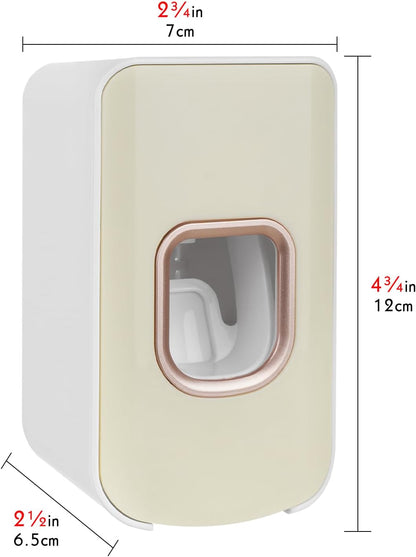 2 Slot Toothbrush Holder and Toothpaste Dispenser Wall Mounted, Automatic Toothpaste Squeezer, 2 in 1 Tooth Brush Toothpaste Organizer for Shower (Grey)