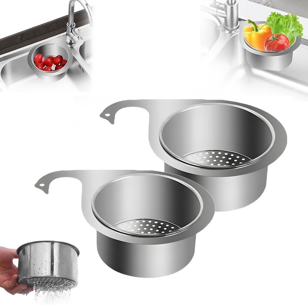 Stainless Steel Swan Sink Strainer Basket, 2025 New Multifunctional Kitchen Draining Basket for Sinkt, Corner Sink Strainer Baskets for Kitchen Fruit Vegetable (1pcs)