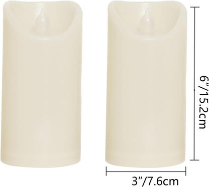 CANDLE CHOICE Waterproof Outdoor Battery Operated Flameless Candles with Remote Timer Plastic Flickering Fake Electric LED Pillars for Lantern Garden Wedding Christmas Decorations 3x4 Inches 3 PCS