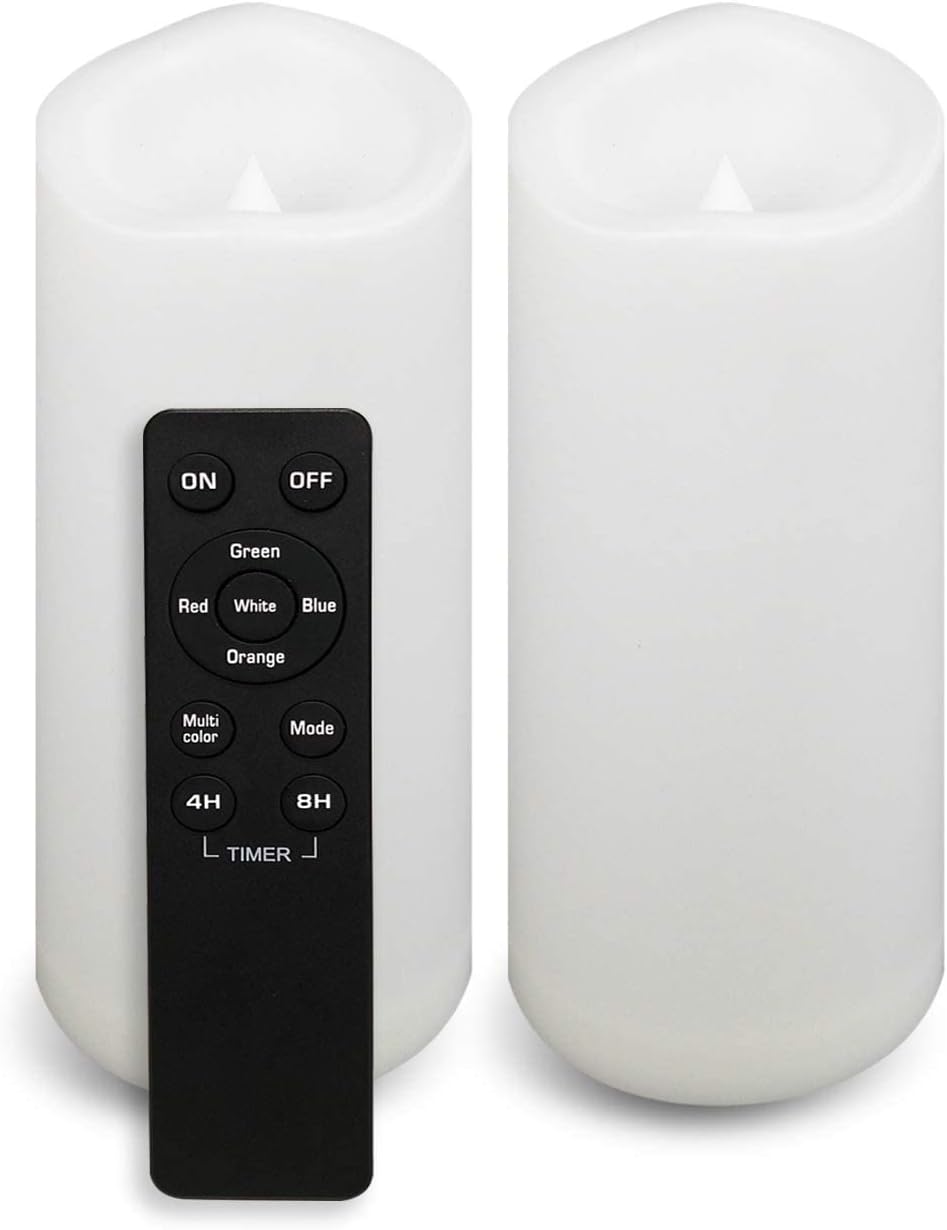 CANDLE CHOICE Waterproof Outdoor Battery Operated Flameless Candles with Remote Timer Plastic Flickering Fake Electric LED Pillars for Lantern Garden Wedding Christmas Decorations 3x4 Inches 3 PCS