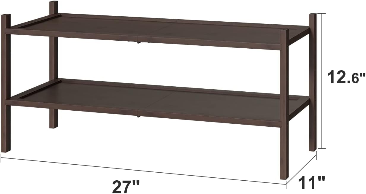 kiplant Small Shoe Rack, 4-Tier Bamboo Wood Shoe Rack for Entryway, Stackable Shoe Organizer for Hallway Closet, Free Standing Shoe Racks for Indoor & Outdoor