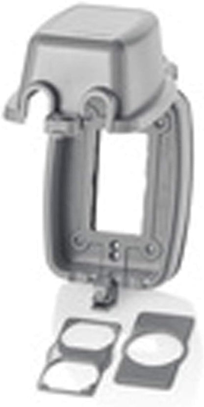 Leviton Weatherproof Outlet Box, Extra Duty 1-Gang While-In-Use Cover Includes Inserts for Single, Duplex and Decora/GFCI Receptacles, Vertical Mount, Plastic Enclosure, 5980-UCL, Clear