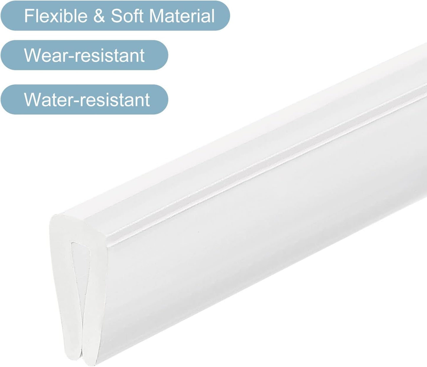 uxcell U Channel Edge Trim, 4.9ft Length Soft Rubber Guard Seal Strip Edge Protector Fit for 1-2mm Edge, (9/32" W x 5/32" H) Clear
