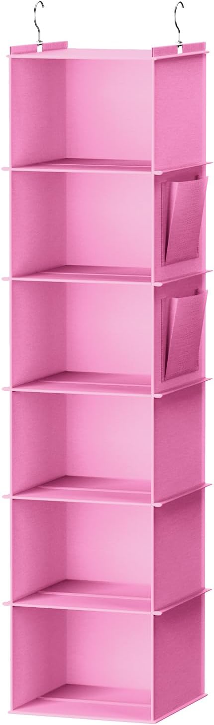 YOUDENOVA Hanging Closet Organizer, 6-Shelf Closet Hanging Storage Shelves, 2 Packs, Grey