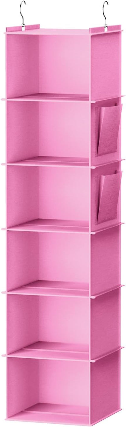 YOUDENOVA Hanging Closet Organizer, 6-Shelf Closet Hanging Storage Shelves, 2 Packs, Grey