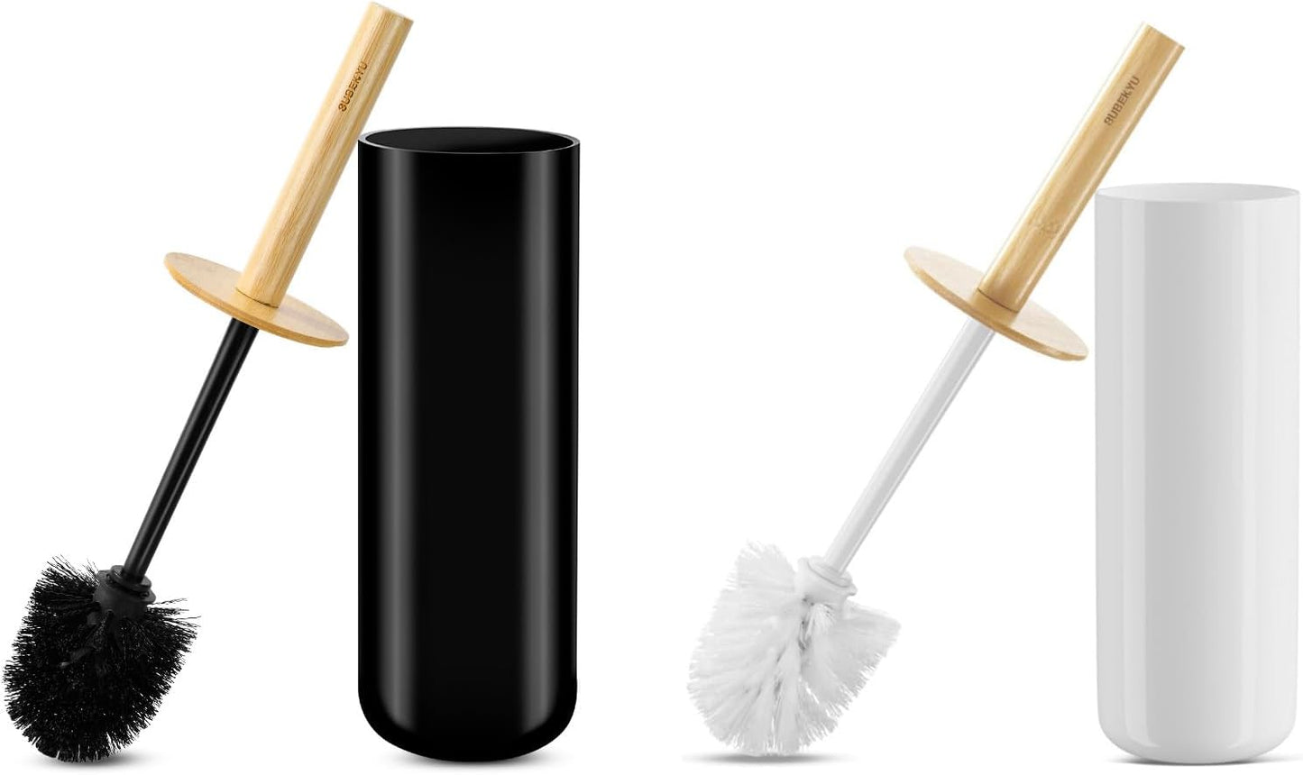 SUBEKYU Toilet Brush, Toilet Bowl Brush and Holder Set, Bathroom Toilet Bowl Cleaner Scrub Brush Set Scrubber for Deep Cleaning, White