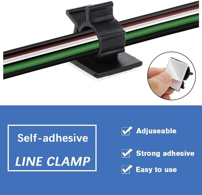 Viaky 30 Pcs Black Cable Wire Clips Adjustable Nylon Wire Holder Adhesive Cable Management Suitable for Maximum Diameter 0.6 inch (15.4mm) Cables