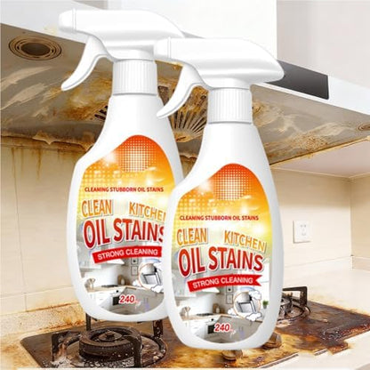 Clean Up Kitchen Oil Stains Spray, FIELL Oil Stains Clean Up Kitchen, Heavy Oils Stain Cleaner Kitchens, Degreaser Cleaning Heavy Duty, Multi Functiona Foam Cleaning Spray, 240ML/8.45OZ (2PC)