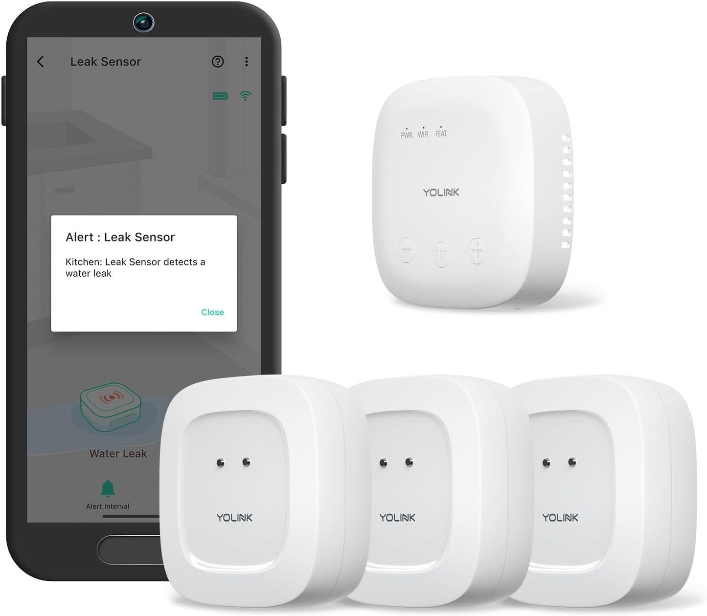 YoLink Smart Home Starter Kit: SpeakerHub & Water Leak Sensor 4 with 105dB Audio Alarm 2-Pack, SMS/Text, Email & Push Notifications, Freeze Warning, LoRa Up to 1/4 Mile Open-Air Range, w/Alexa, IFTTT