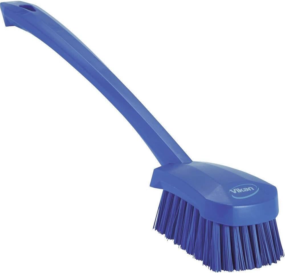 Vikan-41863 Long Handle Brush, 16"L, Stiff - Blue