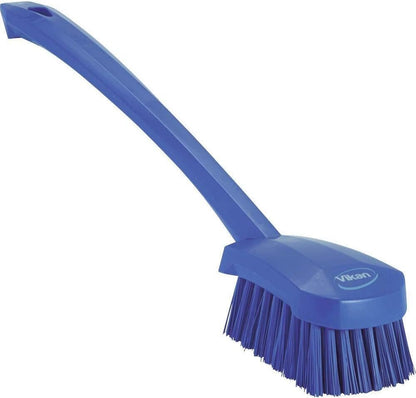 Vikan-41863 Long Handle Brush, 16"L, Stiff - Blue