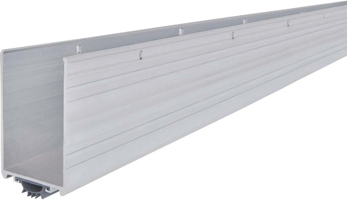 M-D Building Products 68593 U Shaped Aluminum Door Sweep with Vinyl Seal & Kick Plate – Front Door Weather Stripping Bottom Seal, Energy Saving Door Bottom Extender for Exterior Doors, 36 Inch Silver
