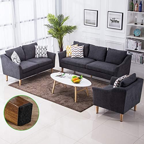 Square Felt Pads for Chair Legs, Square Felt Furniture Pads 1 inch 48 Pieces Pack Brown, Furniture Pads for Hardwood Floor 5mm Thick
