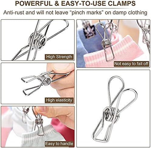 Foldable Clothes Drying Hanger Stainless Steel Underwear Drying Rack with 20 Clips, Laundry Sock Hangers for Hanging Bra, Lingerie, Hat, Scarf, Gloves, Diapers, Towels, Baby Clothes