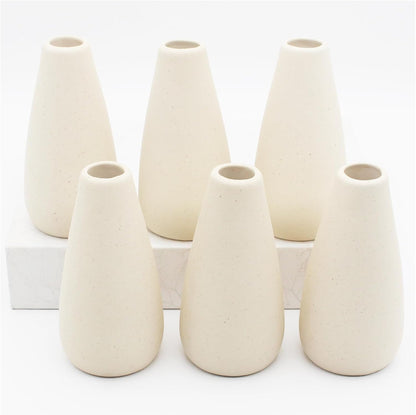 YANLING 6 Pack White Vase Small Ceramic Vases for Decor, Bud Vases | for Centerpieces White Vases for Flowers Boho Home Decor, Pampas Grass Dried Flowers Vases