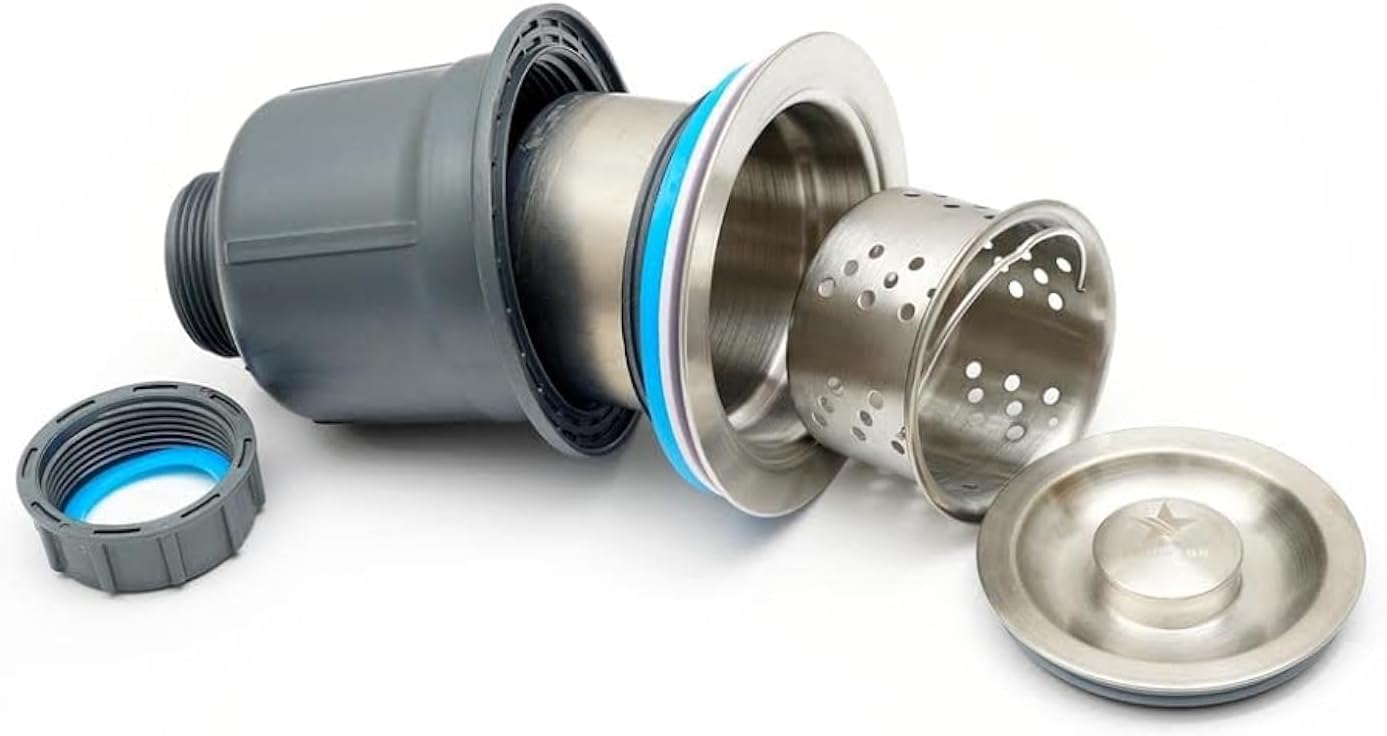 STARSTAR 3-1/2in Stainless Steel Sink Drain Kit with Removable Deep Basket and Sealing Lid