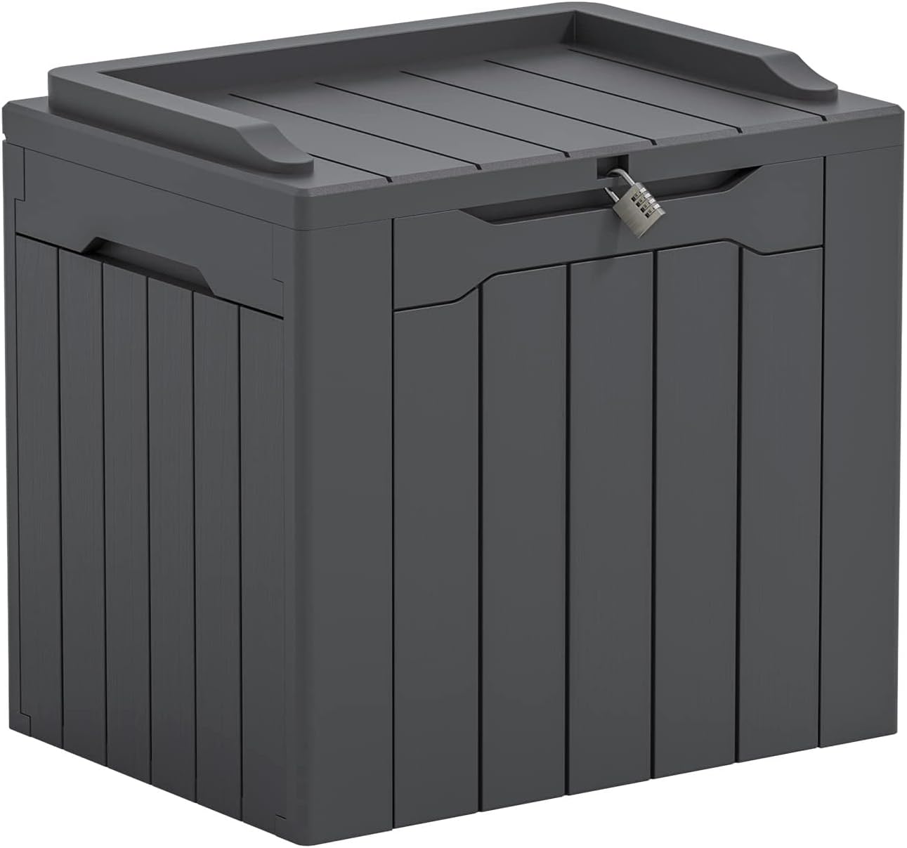 Greesum Outdoor Storage Box 31 Gallon Storage Box with Lid for Patio Furniture, Garden Tools, Pool Supplies, Waterproof and UV Resistant, Lockable, Dark Black