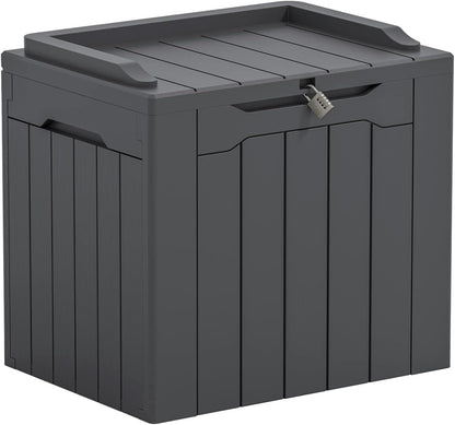 Greesum Outdoor Storage Box 31 Gallon Storage Box with Lid for Patio Furniture, Garden Tools, Pool Supplies, Waterproof and UV Resistant, Lockable, Dark Black