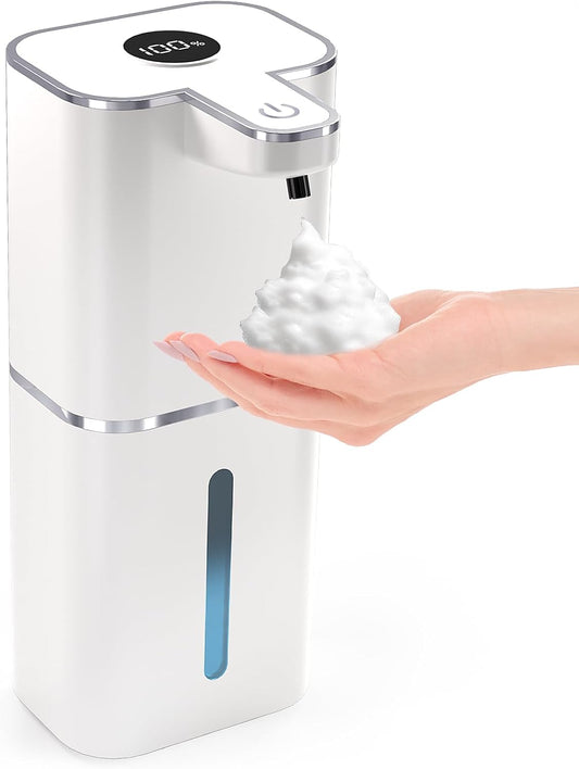 Automatic Foaming Soap Dispenser Touchless, 6-Level Adjustable,13.5oz/400ml Rechargeabled Wall Mounted Smart for Bathroom and Kitchen Dish Soap,White