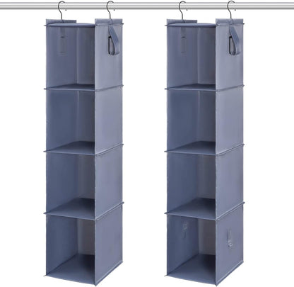 Hanging Closet Organizer Storage Shelf Rack Bag Sweater Hat Shoe | 59" Hang Closet Organization Storing Shelves Rack Display for Purse Handbag Clothes Space Saver Oxford Cloth Large Grey 2Pack