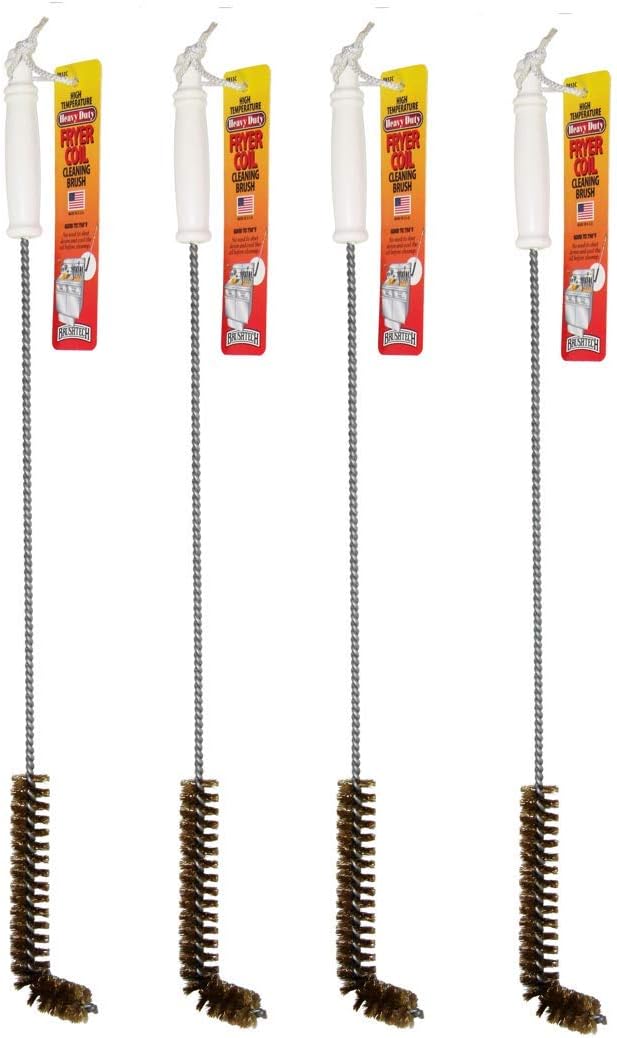 Deep Fryer Cleaning Brush – L-Shaped High-Temp Commercial Kitchen Tool - Heavy Duty Brass Bristles - Heat Resistant to 750F for Food Debris - Deep Fryer Cleaner - Made in USA by FryOilSaver Co. B53C