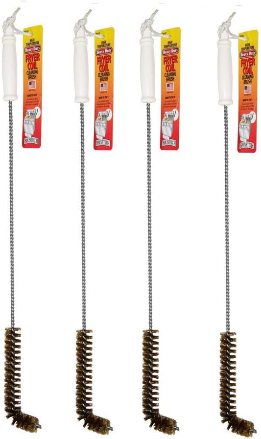 Deep Fryer Cleaning Brush – L-Shaped High-Temp Commercial Kitchen Tool - Heavy Duty Brass Bristles - Heat Resistant to 750F for Food Debris - Deep Fryer Cleaner - Made in USA by FryOilSaver Co. B53C
