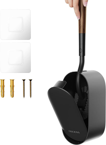 Toilet Bowl Brush and Holder, OSCIOSS Toilet Brush Set with Ergonomic Design, Compact Size, Durable Bristles, RV Toilet Brushes & Holders for Dead Corner Clean (White, 1pack)