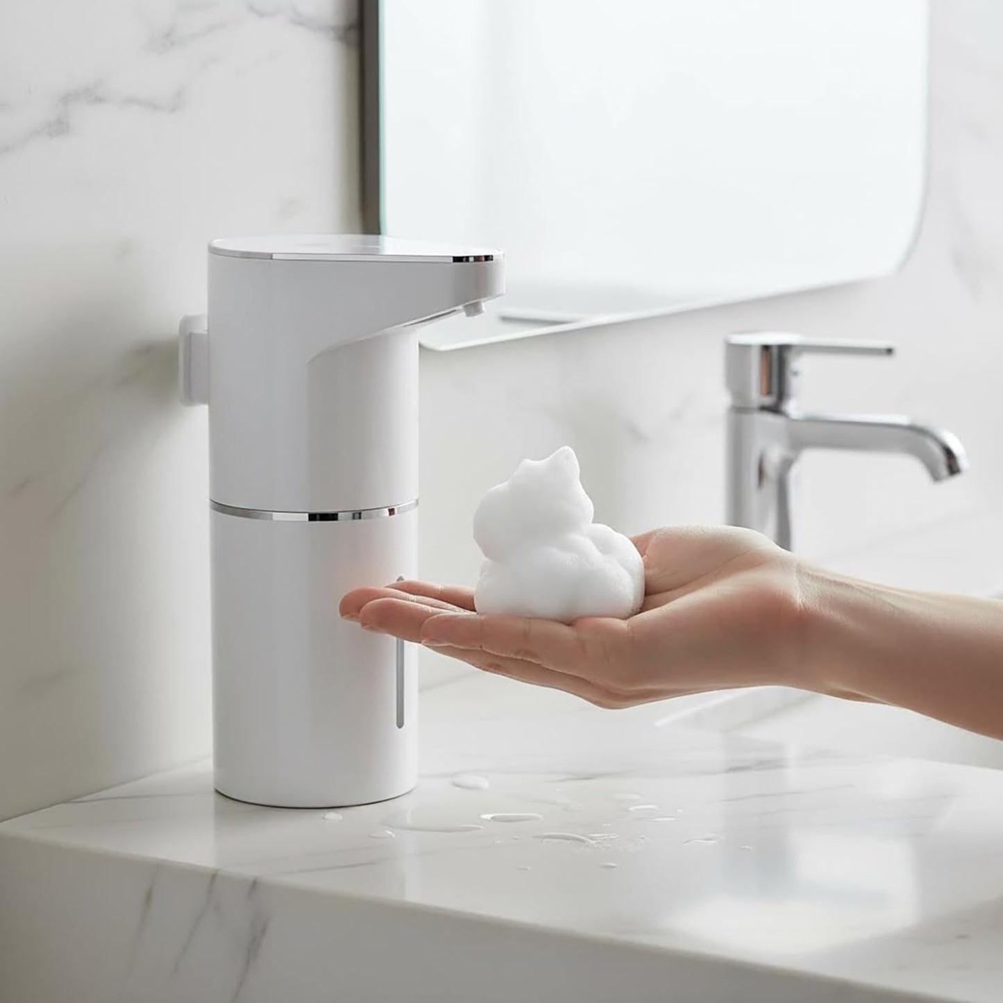 Automatic Foam soap Dispenser, Rechargeable Electric Hand Wash Unit with Motion Sensor, 3 Adjustable Speeds, 350ml Capacity