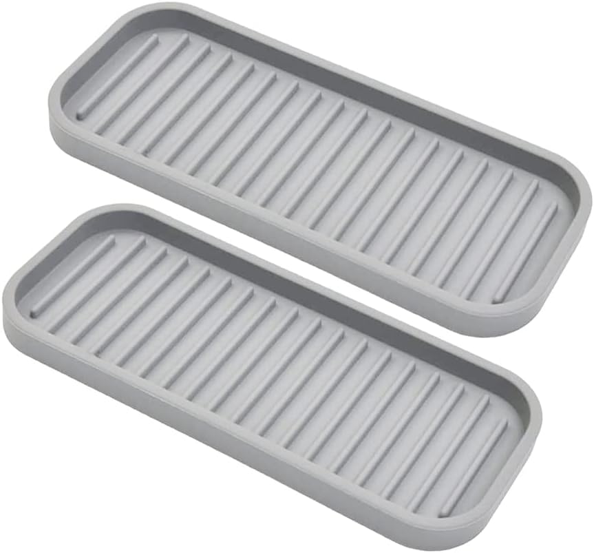 Silicone Sponge Holder Kitchen Sink Organizer Tray Dish Caddy Soap Dispenser, Scrubber Spoon Holder,Dishwashing Accessories 2 Pack (Black)