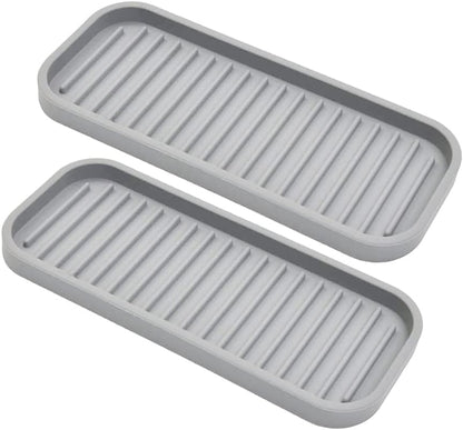 Silicone Sponge Holder Kitchen Sink Organizer Tray Dish Caddy Soap Dispenser, Scrubber Spoon Holder,Dishwashing Accessories 2 Pack (Black)