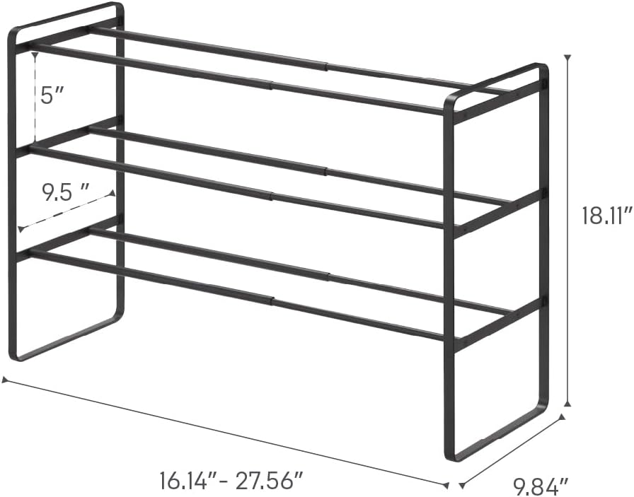 YAMAZAKI Home Frame Adjustable Shoe Rack - Spacesaving Storage Solution, 7" - Steel - Holds Up to 4 Pairs of Shoes Per Shelf