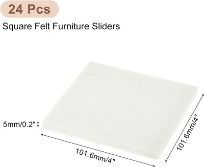 uxcell Furniture Pads, 24Pcs 1.5" - Square Self Adhesive Felt Furniture Pads, Floor Protectors for Furniture Feet Chairs Legs Hardwood Floors (Black)