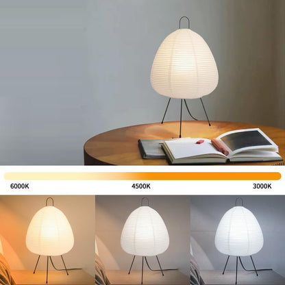 Paper Lamp, Japanese Style Akari Noguchi Table Lamp, Handmade Rice Paper Lantern Lamp for Living Room, Bedroom, Office, Corner