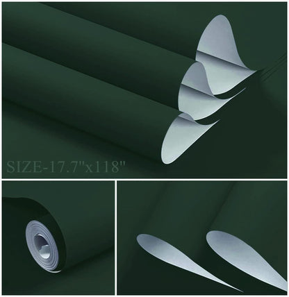 Dimoon 118''x17.7'' Green Peel and Stick Wallpaper Contact Paper Modern Self Adhesive Wall Paper Removable Renter Friendly Textured Solid Color Shelf Cabinet Vinyl Roll (118''x17.7'',Dark Green) - Colors B