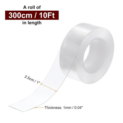 HARFINGTON Double Sided Nano Tape 10FT x 2" x 0.04" Multipurpose Removable Clear Mounting Tape Washable Waterproof Picture Hanging Adhesive Strips for Walls Carpets Posters Decor