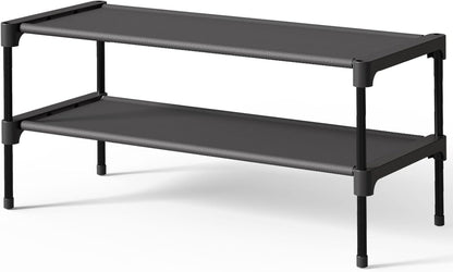 Kitsure Shoe Rack - Non-Woven Shoe Rack Shelf, Shoe Organizer for Closet, Entryway, Garage & Corridor, Stackable Shoe Shelves, 27.5" Wide - 3 Tier, Black