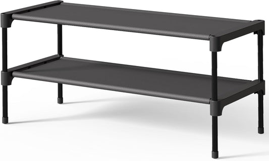 Kitsure Shoe Rack - Non-Woven Shoe Rack Shelf, Shoe Organizer for Closet, Entryway, Garage & Corridor, Stackable Shoe Shelves, 27.5" Wide - 3 Tier, Grey