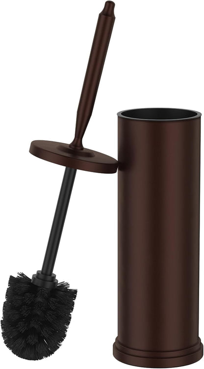 Stainless Steel Toilet Brush and Holder Set : Weighted Stable Base, Removable Inner Tube.Long Handle Toilet Bowl Brush Splash-Proof Design for Deep Cleaning & Space-Saving Storage,Nickel