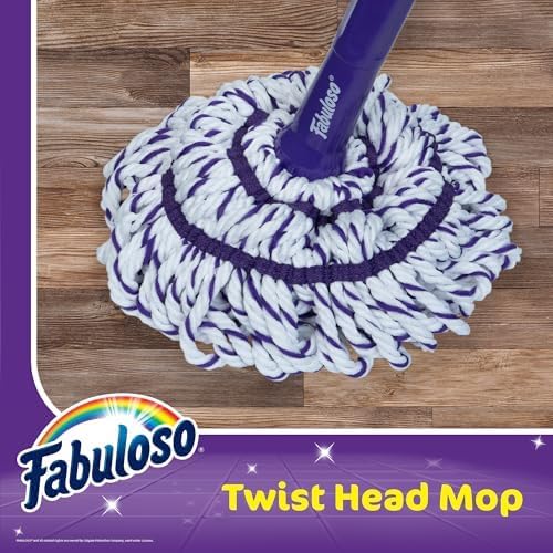 Fabuloso Spin Mop and Bucket Set, Hands-Free Pedal-Activated Spin Wringer, Adjustable Pole, Machine Washable and Replaceable Microfiber Mop Head, Works on All Hard Floor Surfaces