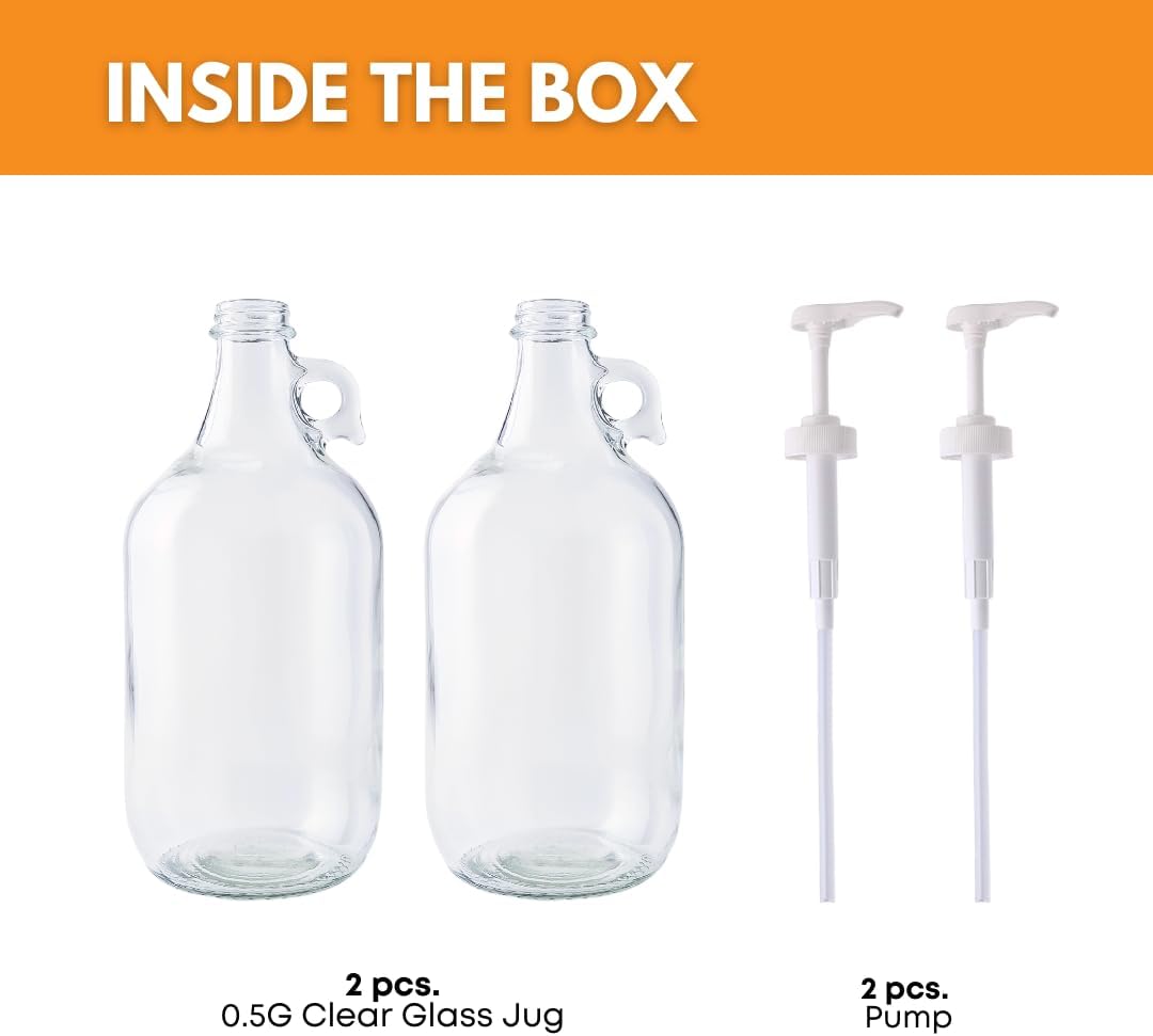 Fastrack Half Gallon Glass Jug Laundry Detergent Dispenser – Airtight Screw-Top Container | Non-Slip Base | Detergent Pump Dispenser or Syrup Pump | Eco Friendly Food Grade