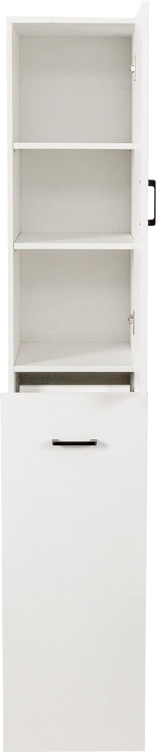 68'' Tall Narrow Storage Cabinet with Handle & Wheels, 7 Tier Pull-Out Kitchen Pantry Cart, Rolling Slim Freestanding Organizers Shelf Spice Rack for Small Spaces (White-Wheels, 7 Tier)
