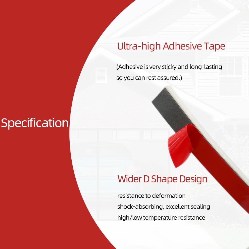 White Foam Rubber Seal Strip, Self-Adhesive D Shape EPDM Rubber Weather Stripping for RV, Boat, Auto, Truck, Marine, Garage Doors/Window and More, W:3/4"; H:3/8",L:13Ft