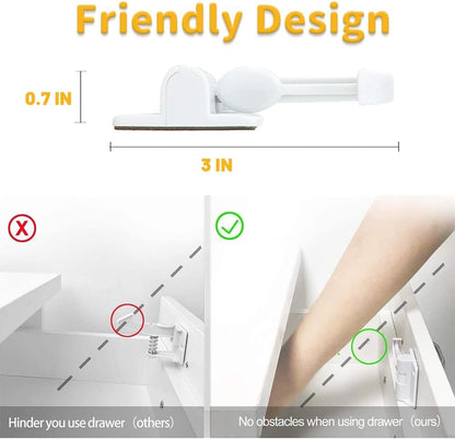 12 Pack Baby Proofing Cabinet Locks, Baitiny Child Proof Upgraded Adhesive Drawer Latch Locks, Invisible No Drilling 12 Piece Child Safety