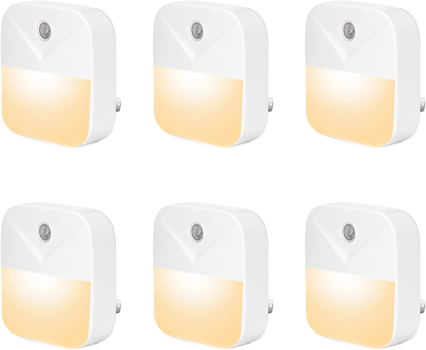 6 Pack Night Light Plug in, White LED Nightlights with Smart Dusk to Dawn Sensor, Plug into Wall Nightlights Suitable for Bedroom, Bathroom, Hallway, Kitchen, Stairs, Kids, Adults