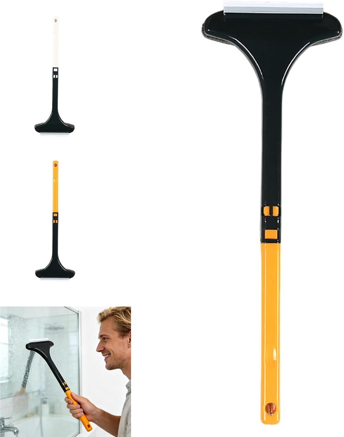 Window Screen Cleaning Brush, 2 in 1 Mesh Cleaner Brush, Window Screen Cleaner Tool with Squeegee, Multifunctional Screen Brush, Double Sided Wet & Dry Dual Use (White)
