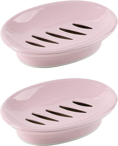 WYOK 2-Pack Soap Dish with Drain Plastic Sponge Holder Easy Cleaning Soap Saver Tray Caddy Keep Dry Stop Mushy for Shower Bathroom Kitchen(White)