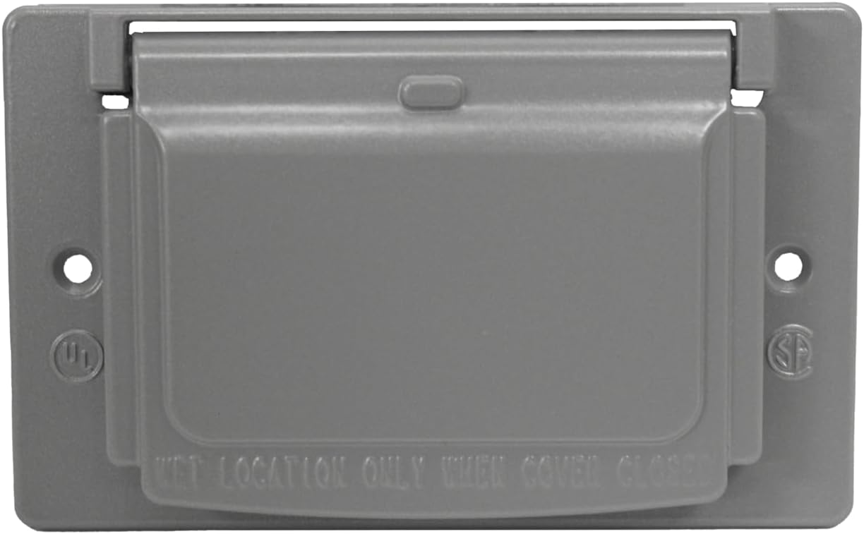 Sigma 14249 Weatherproof 1-Gang Horizontal GFCI Receptacle Cover, Gray